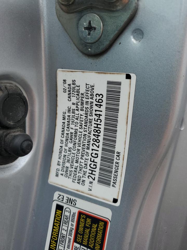 2008 Honda Civic Ex VIN: 2HGFG12848H541463 Lot: 60281315