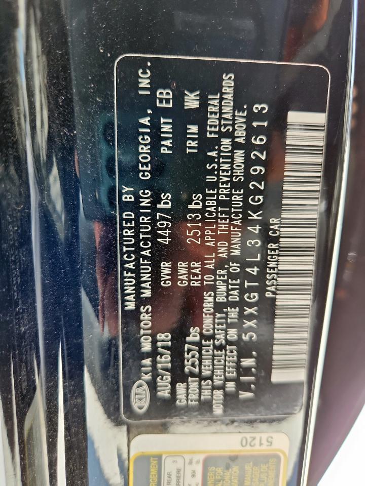 2019 Kia Optima Lx VIN: 5XXGT4L34KG292613 Lot: 62995075