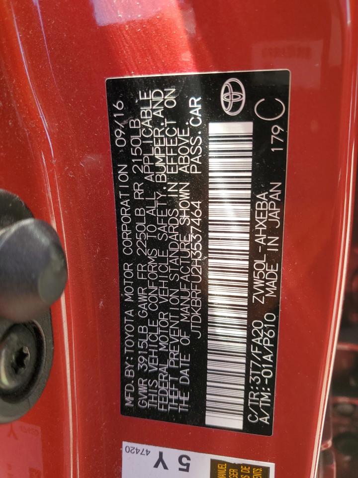 2017 Toyota Prius VIN: JTDKBRFU2H3537464 Lot: 60339785