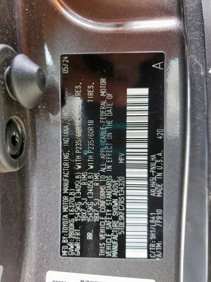 2024 Toyota Sienna Limited VIN: 5TDESKFC7RS134320 Lot: 60711895