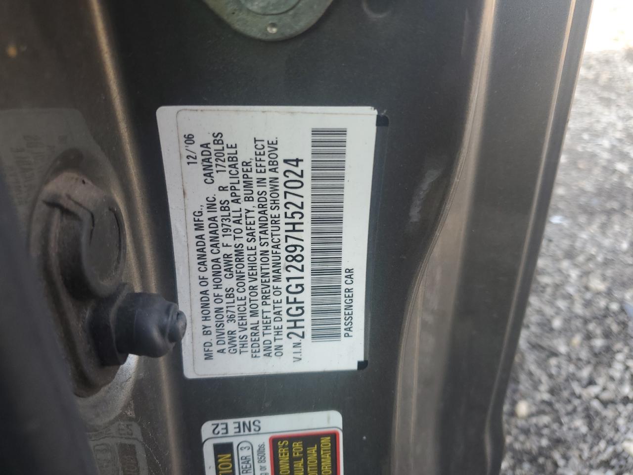 2007 Honda Civic Ex VIN: 2HGFG12897H527024 Lot: 59882935