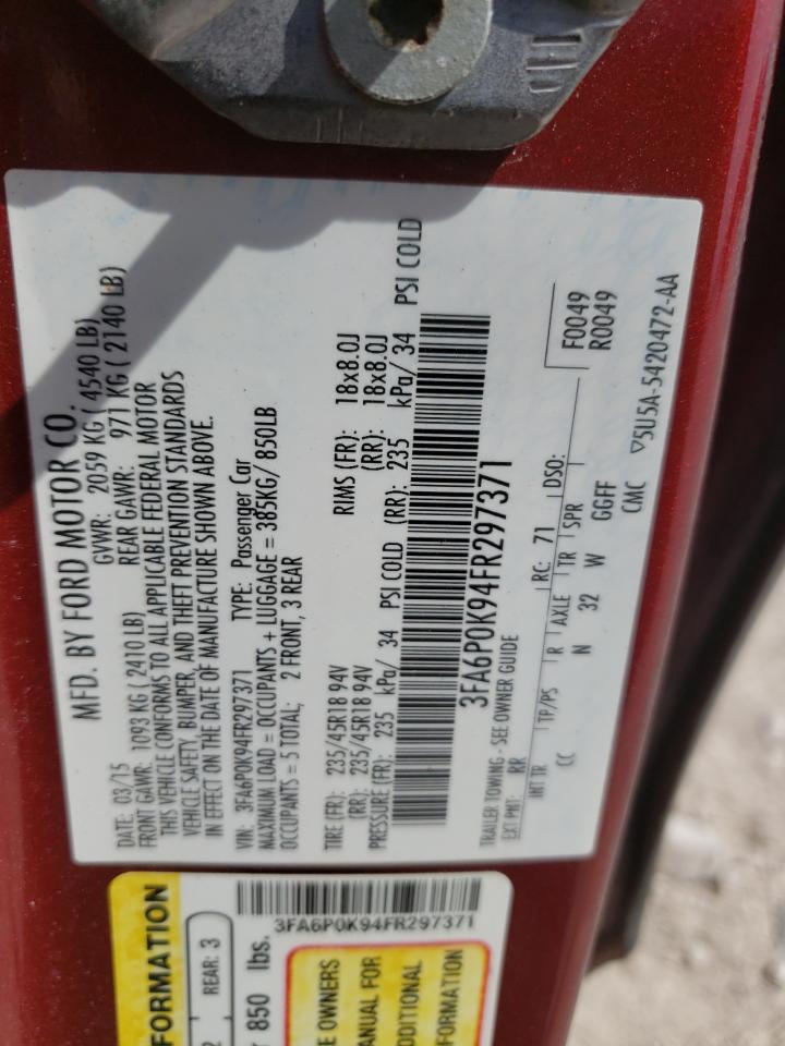 2015 Ford Fusion Titanium VIN: 3FA6P0K94FR297371 Lot: 63234965
