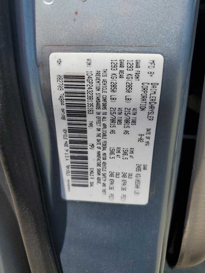 2003 Dodge Grand Caravan Se VIN: 1D4GP24323B135163 Lot: 59579455