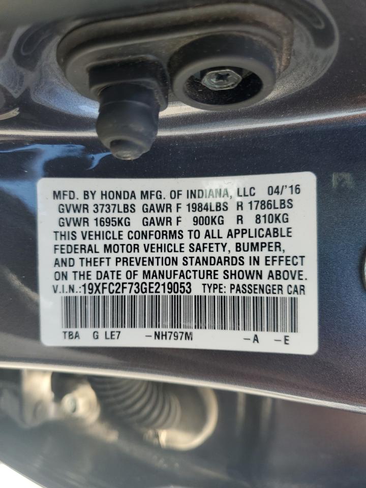 2016 Honda Civic Ex VIN: 19XFC2F73GE219053 Lot: 63257255