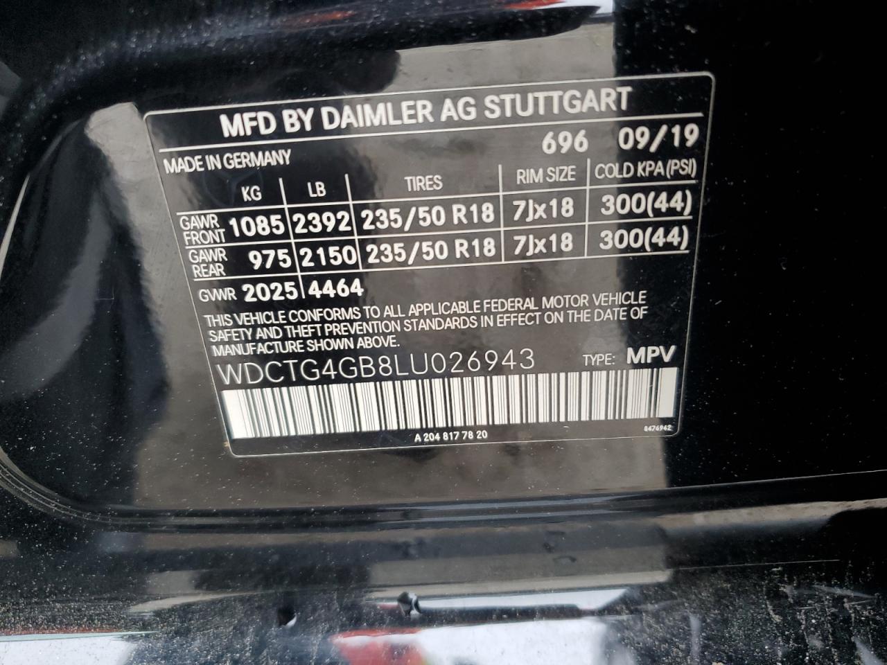 2020 Mercedes-Benz Gla 250 4Matic VIN: WDCTG4GB8LU026943 Lot: 59006125