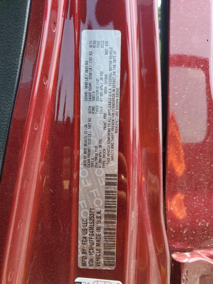 2021 Jeep Gladiator Overland VIN: 1C6HJTFG4ML525371 Lot: 62309525
