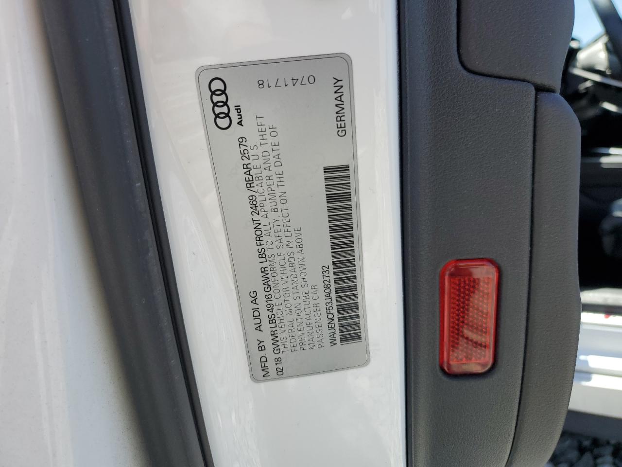 2018 Audi A5 Premium Plus S-Line VIN: WAUENCF53JA082732 Lot: 61838345