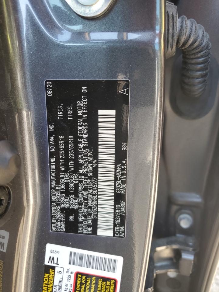2020 Toyota Highlander Xle VIN: 5TDGZRBH6LS045277 Lot: 61299305