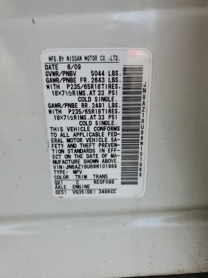 2009 Nissan Murano S VIN: JN8AZ18U89W101969 Lot: 60099565