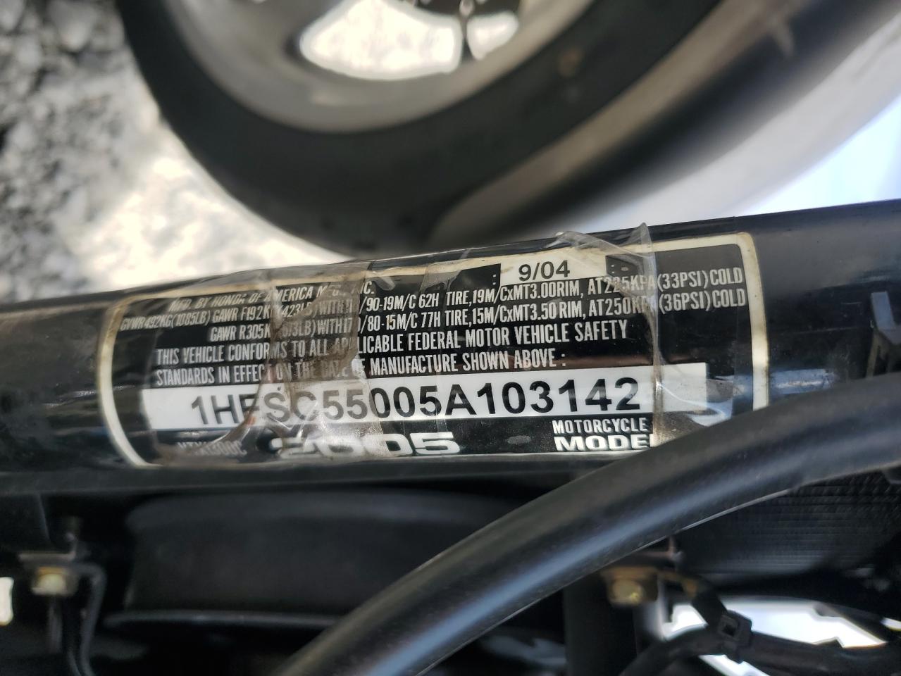 2005 Honda Vtx1300 C VIN: 1HFSC55005A103142 Lot: 62605905
