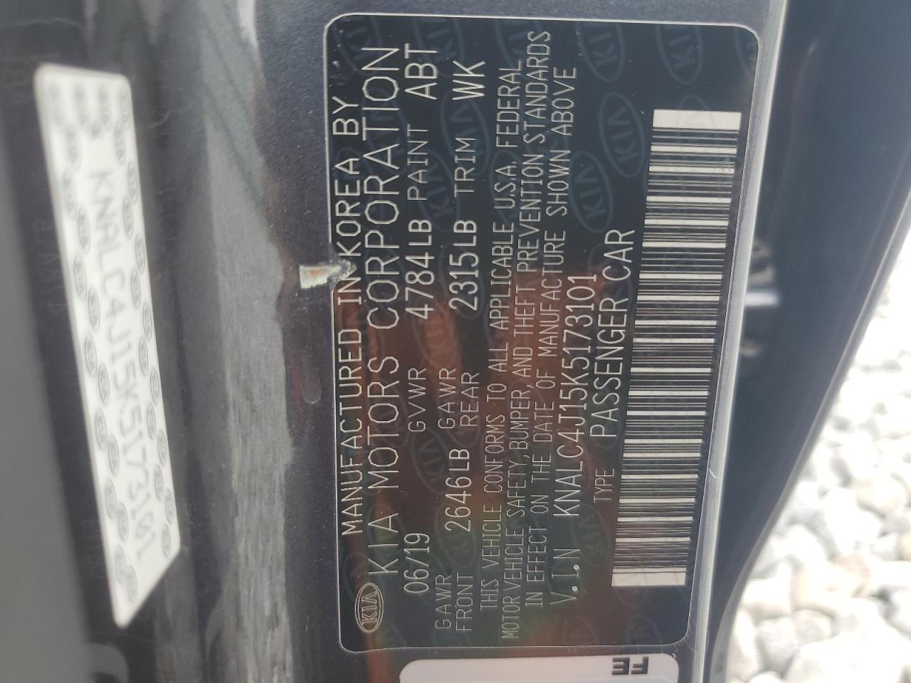 2019 Kia Cadenza Luxury VIN: KNALC4J15K5173101 Lot: 61487285