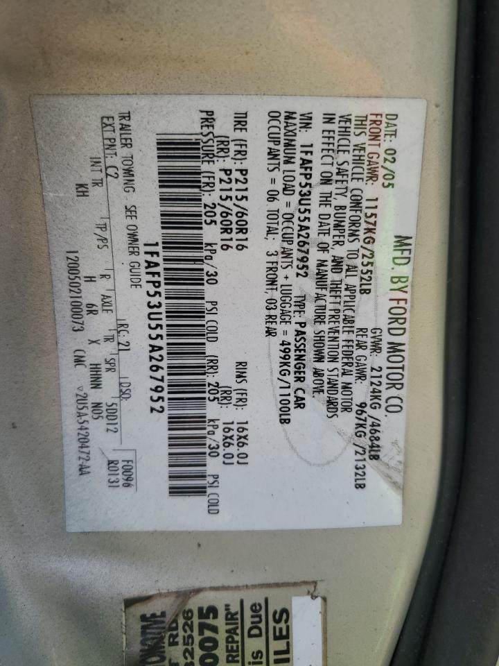 2005 Ford Taurus Se VIN: 1FAFP53U55A267952 Lot: 60103175
