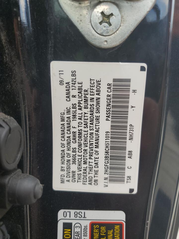 2012 Honda Civic Lx VIN: 2HGFG3B58CH511019 Lot: 61918955