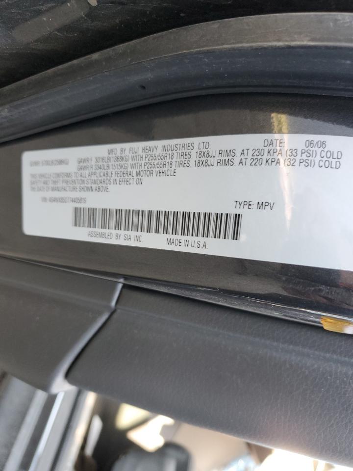 2007 Subaru B9 Tribeca 3.0 H6 VIN: 4S4WX85D774405819 Lot: 61066165