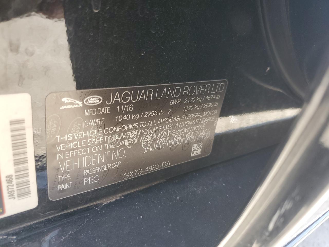 2017 Jaguar Xe VIN: SAJAR4BG5HA972468 Lot: 61504315