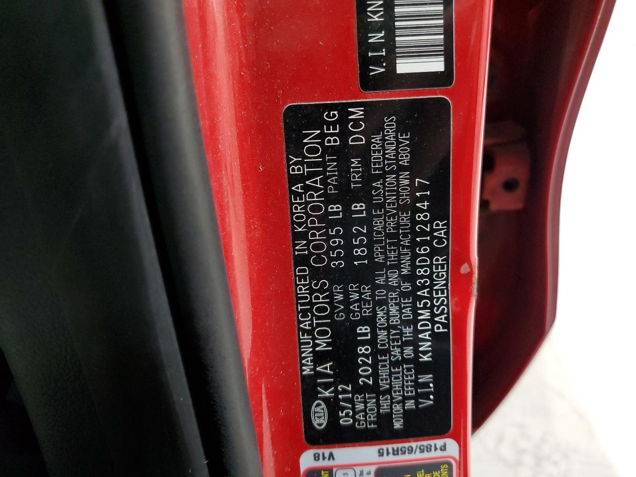 2013 Kia Rio Lx VIN: KNADM5A38D6128417 Lot: 60529385
