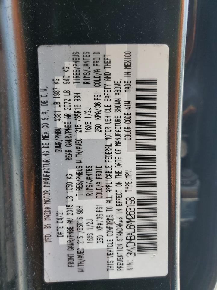 2021 Mazda Cx-30 VIN: 3MVDMBAL6MM263198 Lot: 61576585