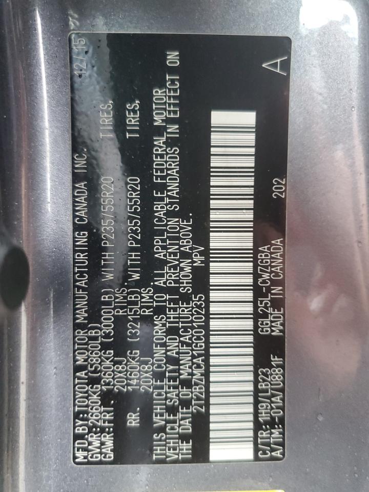 2016 Lexus Rx 350 Base VIN: 2T2BZMCA1GC010235 Lot: 62363585