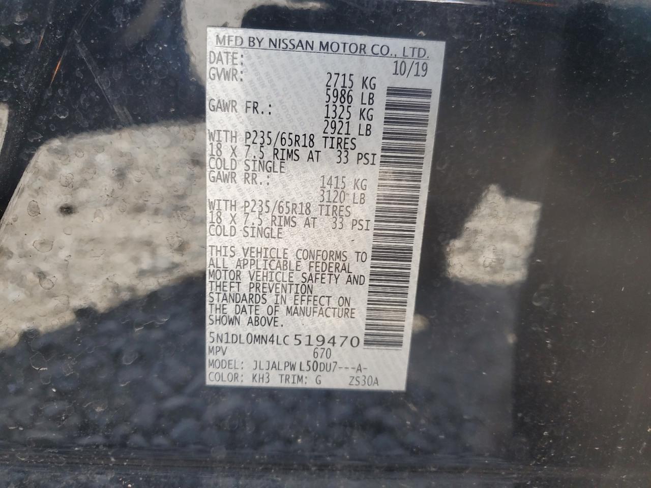 2020 Infiniti Qx60 Luxe VIN: 5N1DL0MN4LC519470 Lot: 61896935