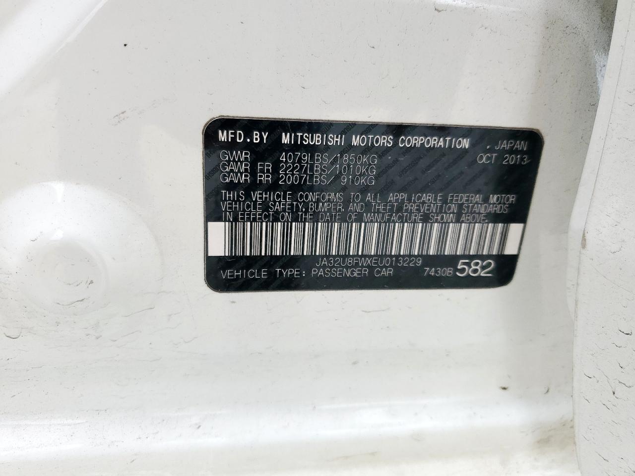 2014 Mitsubishi Lancer Gt VIN: JA32U8FWXEU013229 Lot: 60427745