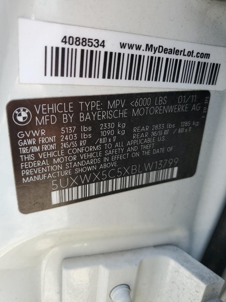 2011 BMW X3 xDrive28I VIN: 5UXWX5C5XBLW13799 Lot: 61018975