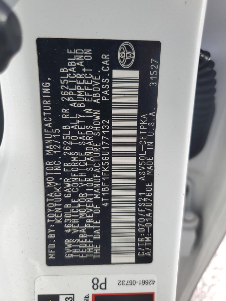 TOYOTA CAMRY 2016 VIN 4T1BF1FK5GU177132 фото 12