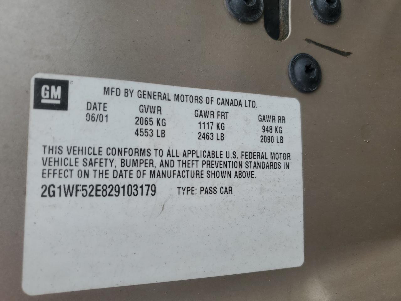 2002 Chevrolet Impala VIN: 2G1WF52E829103179 Lot: 62672885