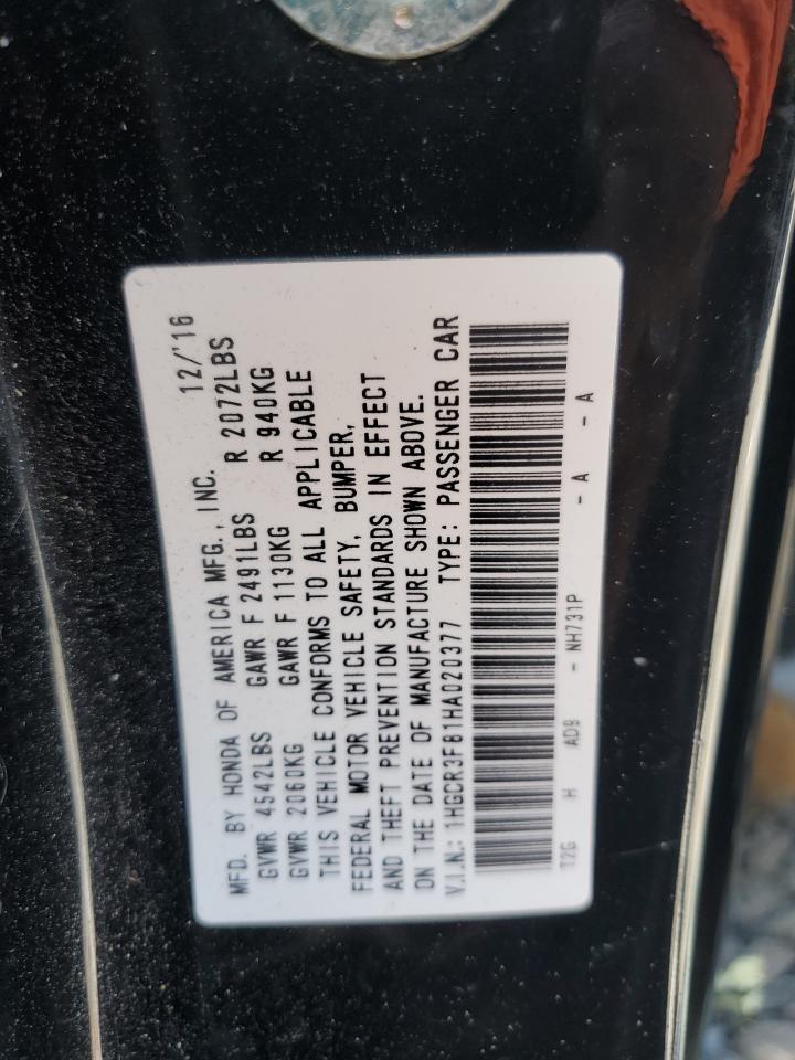 HONDA ACCORD 2017 VIN 1HGCR3F81HA020377 фото 12