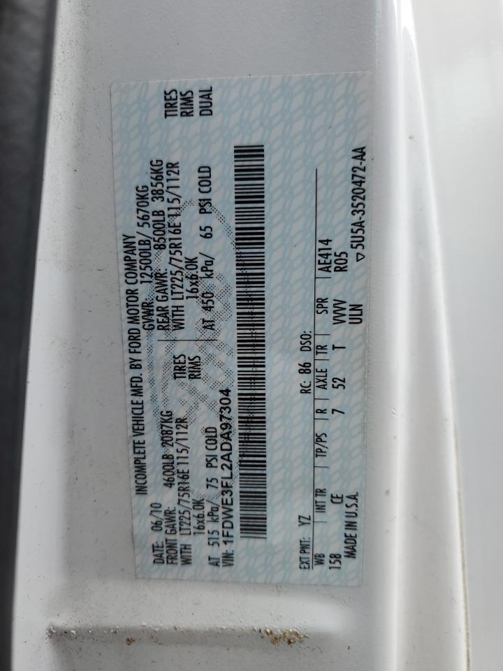 2010 Ford Econoline E350 Super Duty Cutaway Van VIN: 1FDWE3FL2ADA97304 Lot: 57676545