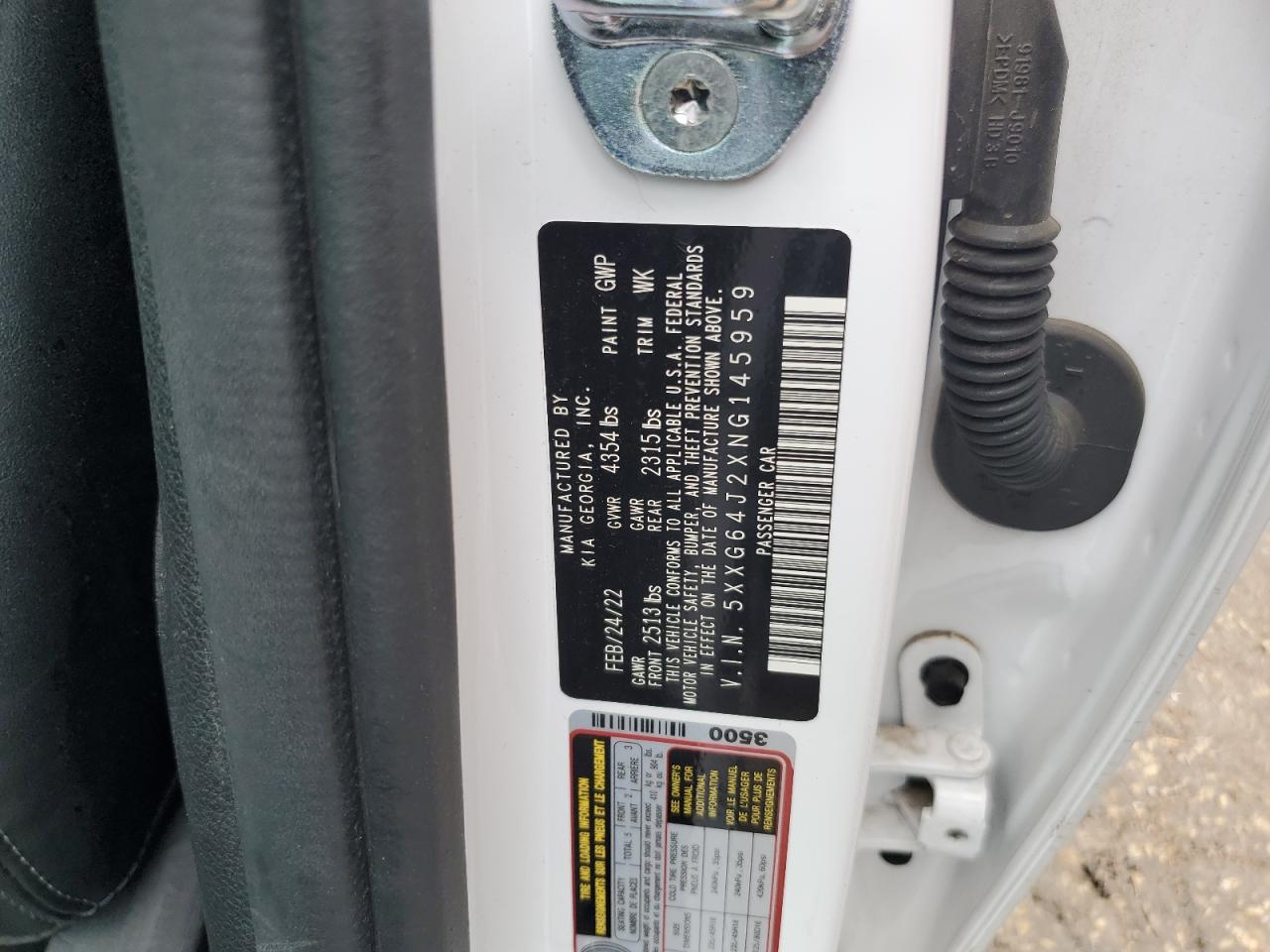 2022 Kia K5 Gt Line VIN: 5XXG64J2XNG145959 Lot: 59951795