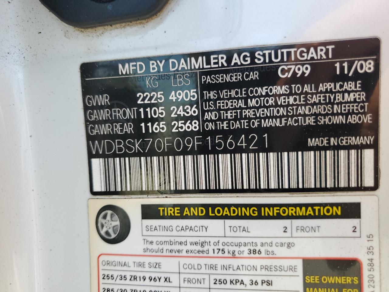 2009 Mercedes-Benz Sl 63 Amg VIN: WDBSK70F09F156421 Lot: 62588675