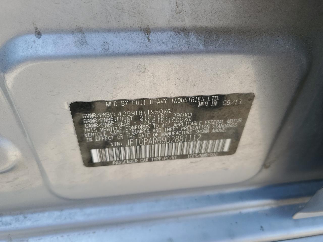 2013 Subaru Impreza Sport Limited VIN: JF1GPAR69D2881112 Lot: 62410965