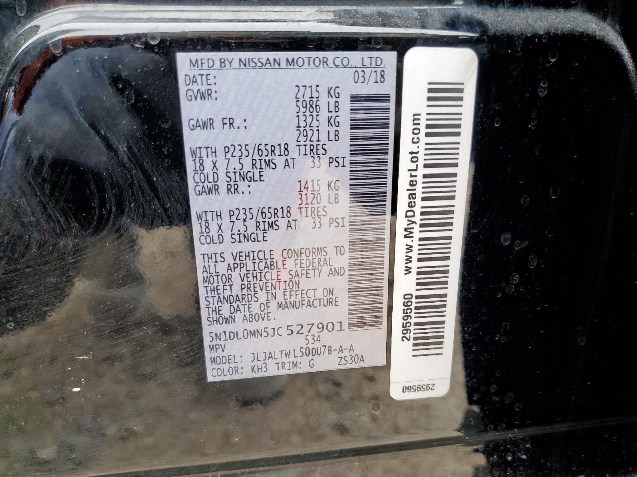 2018 Infiniti Qx60 VIN: 5N1DL0MN5JC527901 Lot: 61986335