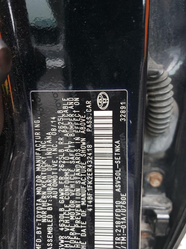 2014 Toyota Camry L VIN: 4T4BF1FK2ER432418 Lot: 62386275