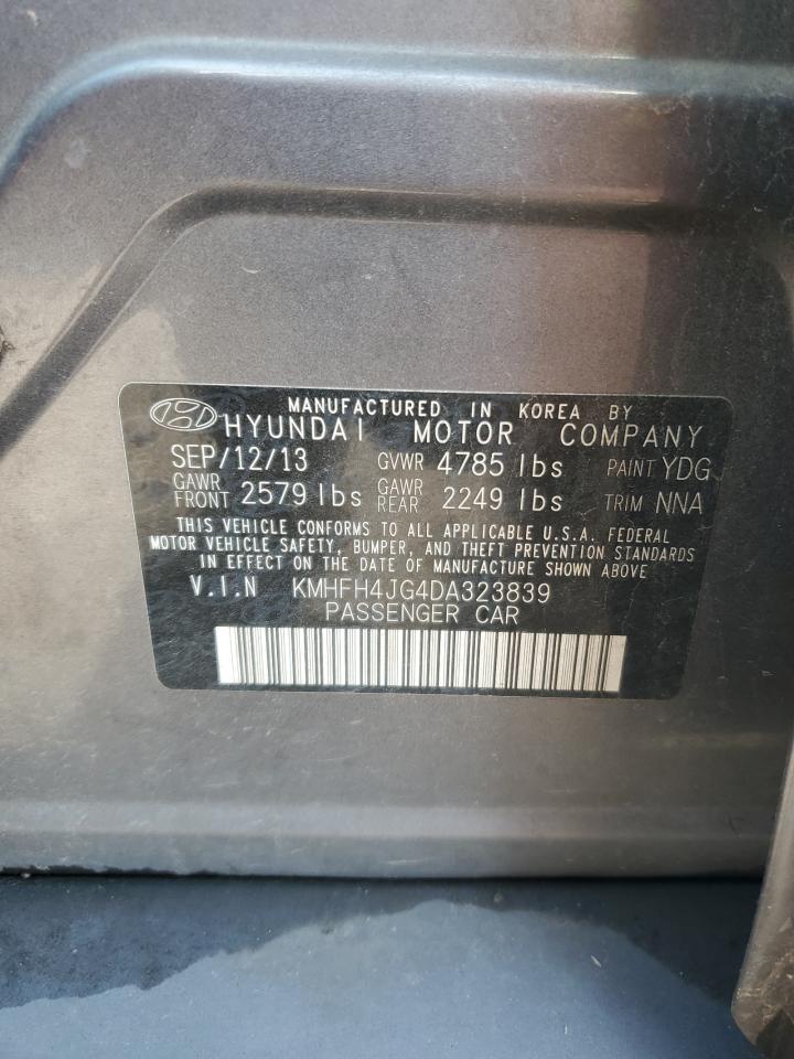 2013 Hyundai Azera Gls VIN: KMHFH4JG4DA323839 Lot: 58860835