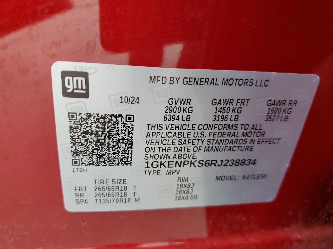 1gkenpks6rj238834 1GKENPKS6RJ238834 2024 GMC Acadia At4