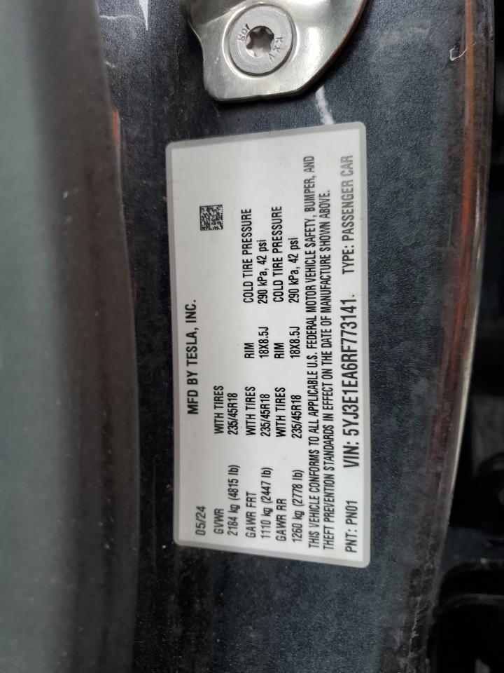 TESLA MODEL 3 2024 VIN 5YJ3E1EA6RF773141 photo 12