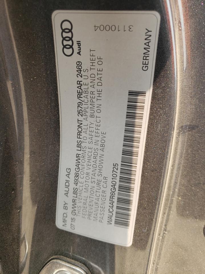 2016 Audi S5 Premium Plus VIN: WAUC4AFR6GA010725 Lot: 59270275