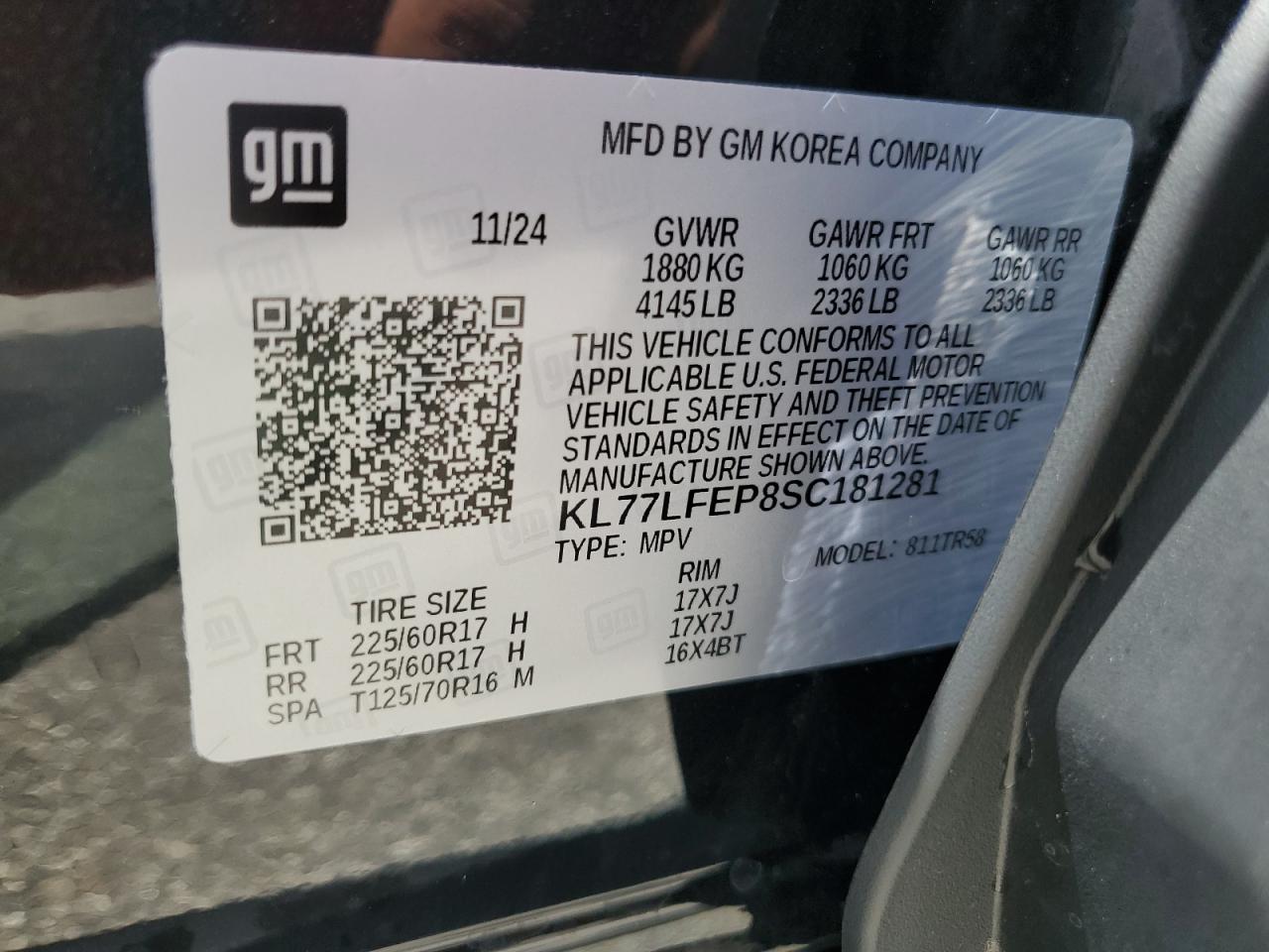 2025 Chevrolet Trax Ls VIN: KL77LFEP8SC181281 Lot: 62471235