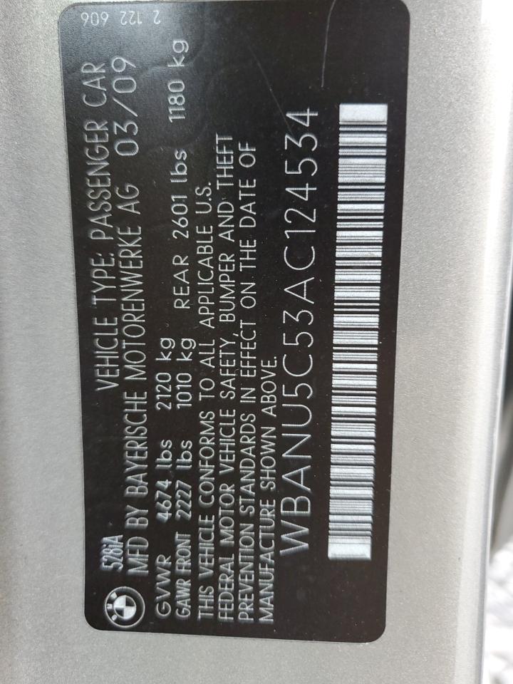 2010 BMW 528 I VIN: WBANU5C53AC124534 Lot: 62224395