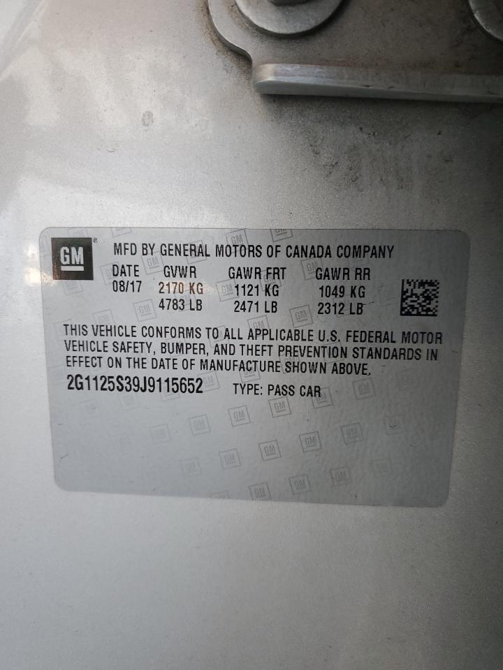 2018 Chevrolet Impala Premier VIN: 2G1125S39J9115652 Lot: 61109645
