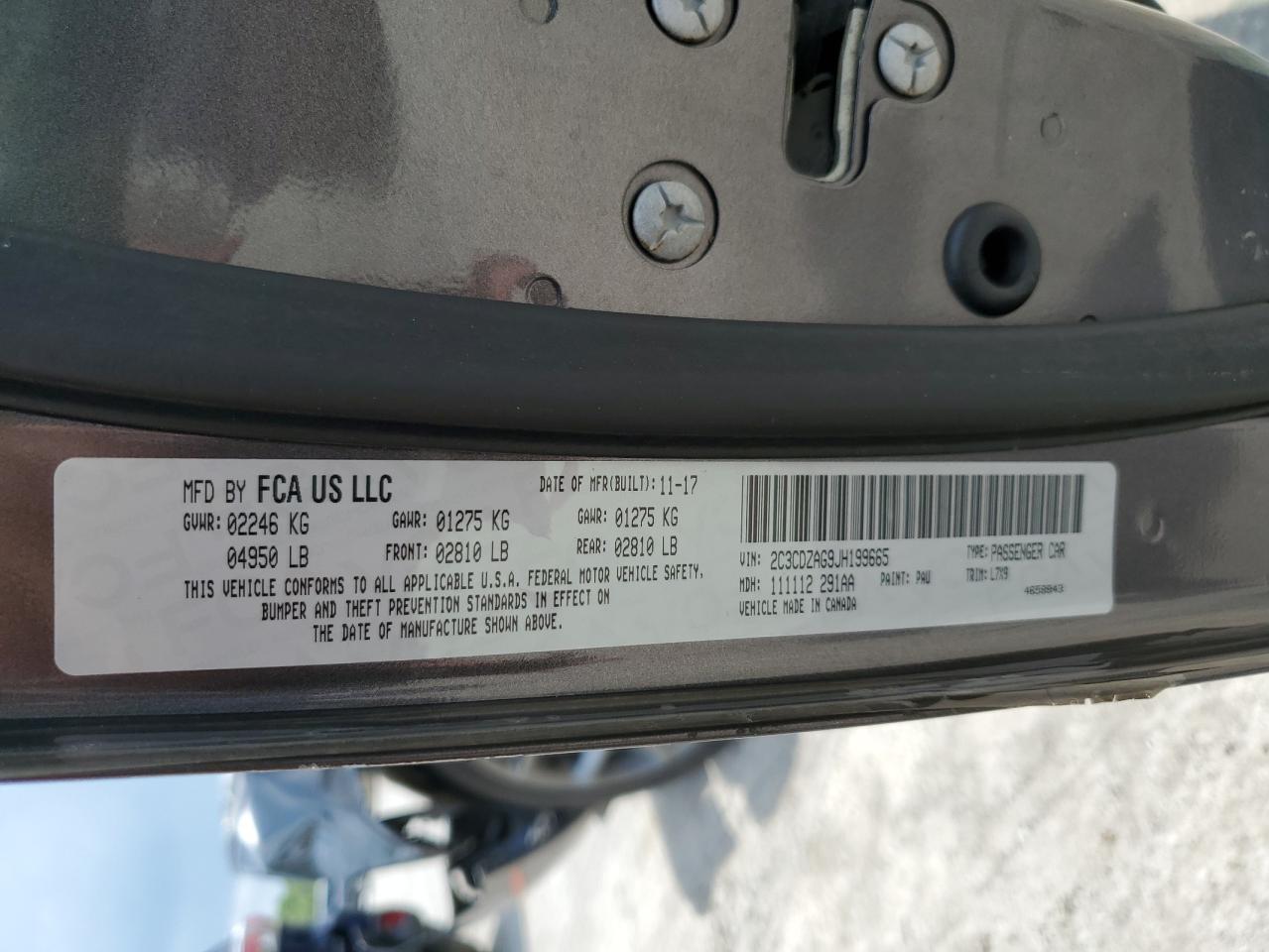 2018 Dodge Challenger Sxt VIN: 2C3CDZAG9JH199665 Lot: 62109125