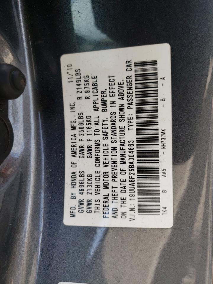 2011 Acura Tl VIN: 19UUA8F25BA004663 Lot: 62608255