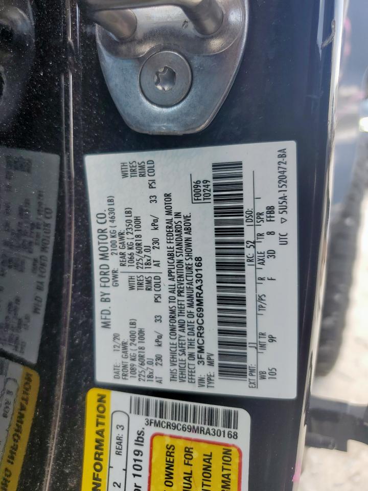 2021 Ford Bronco Sport Outer Banks VIN: 3FMCR9C69MRA30168 Lot: 59986205
