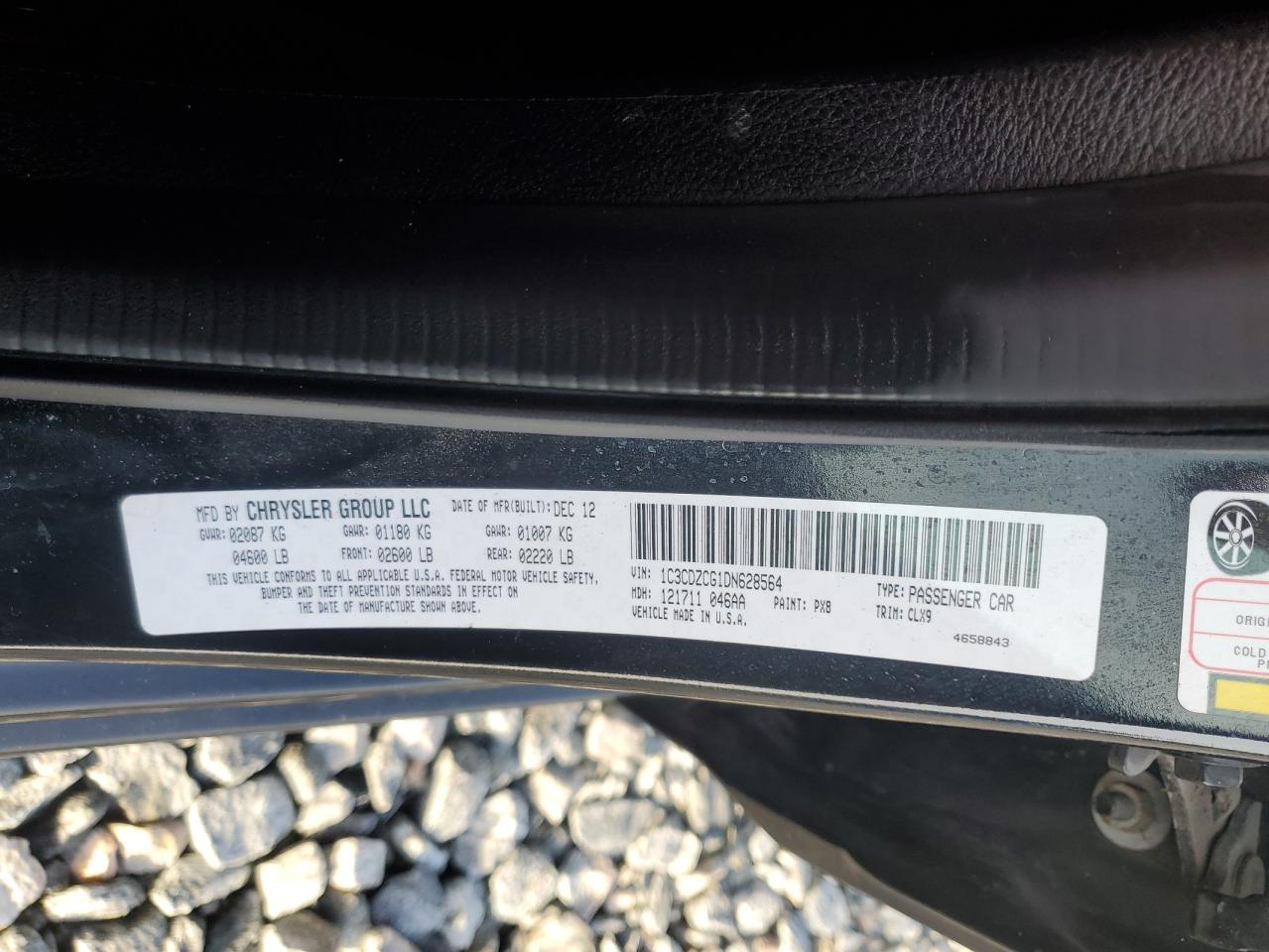 2013 Dodge Avenger Sxt VIN: 1C3CDZCG1DN628564 Lot: 61000835