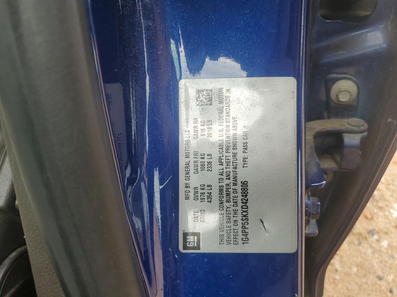 2013 Buick Verano VIN: 1G4PP5SKXD4248806 Lot: 60019695