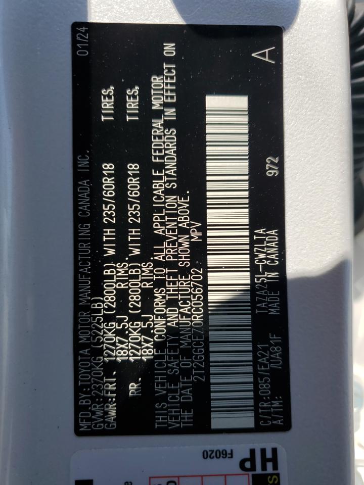 2024 Lexus Nx 350 Premium VIN: 2T2GGCEZ0RC056702 Lot: 62602755