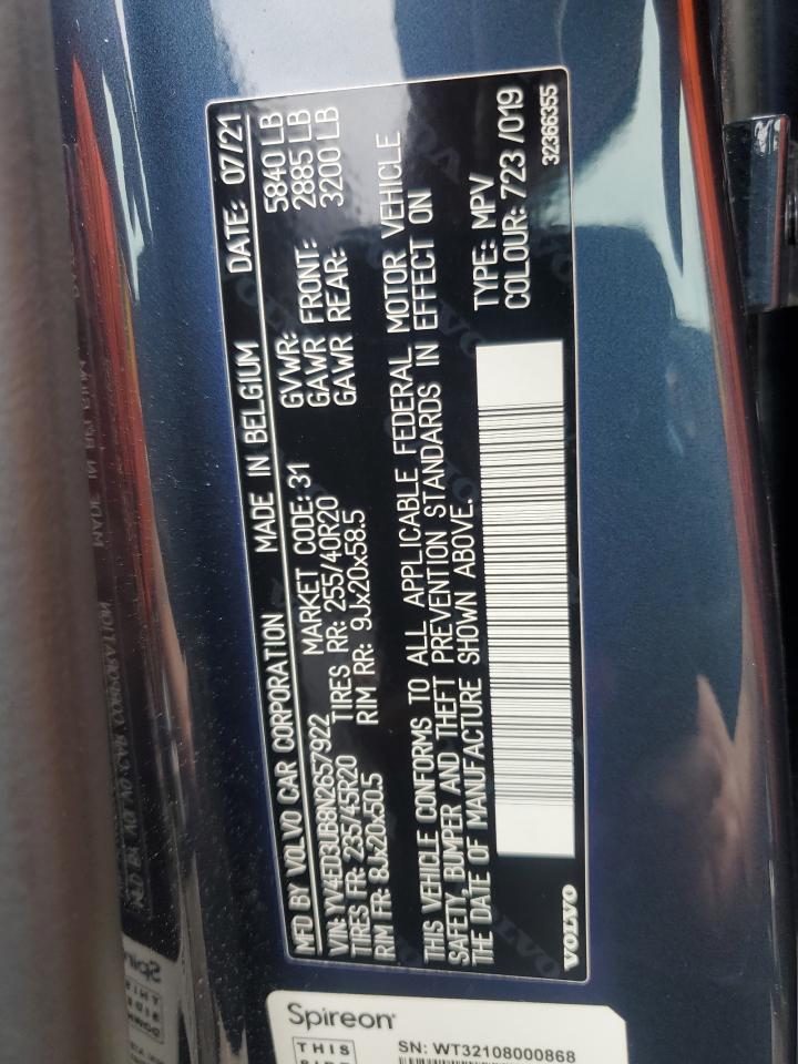 2022 Volvo Xc40 P8 Recharge Ultimate VIN: YV4ED3UB8N2657922 Lot: 62161365