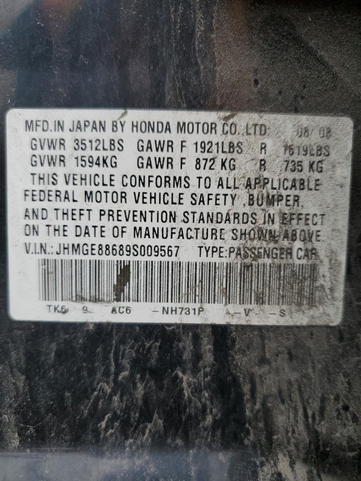 2009 Honda Fit Sport VIN: JHMGE88689S009567 Lot: 61668935