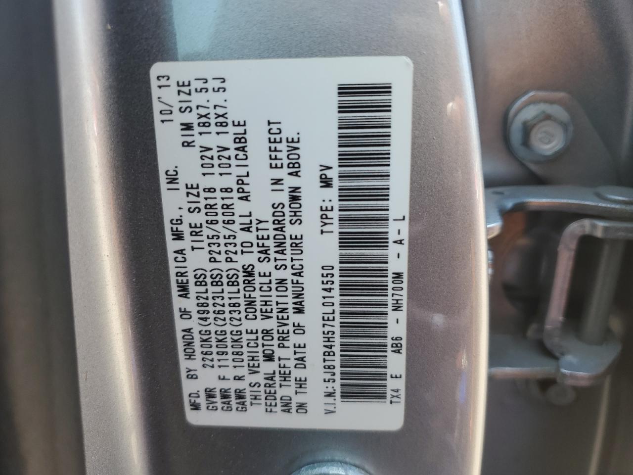 2014 Acura Rdx Technology VIN: 5J8TB4H57EL014550 Lot: 62885045